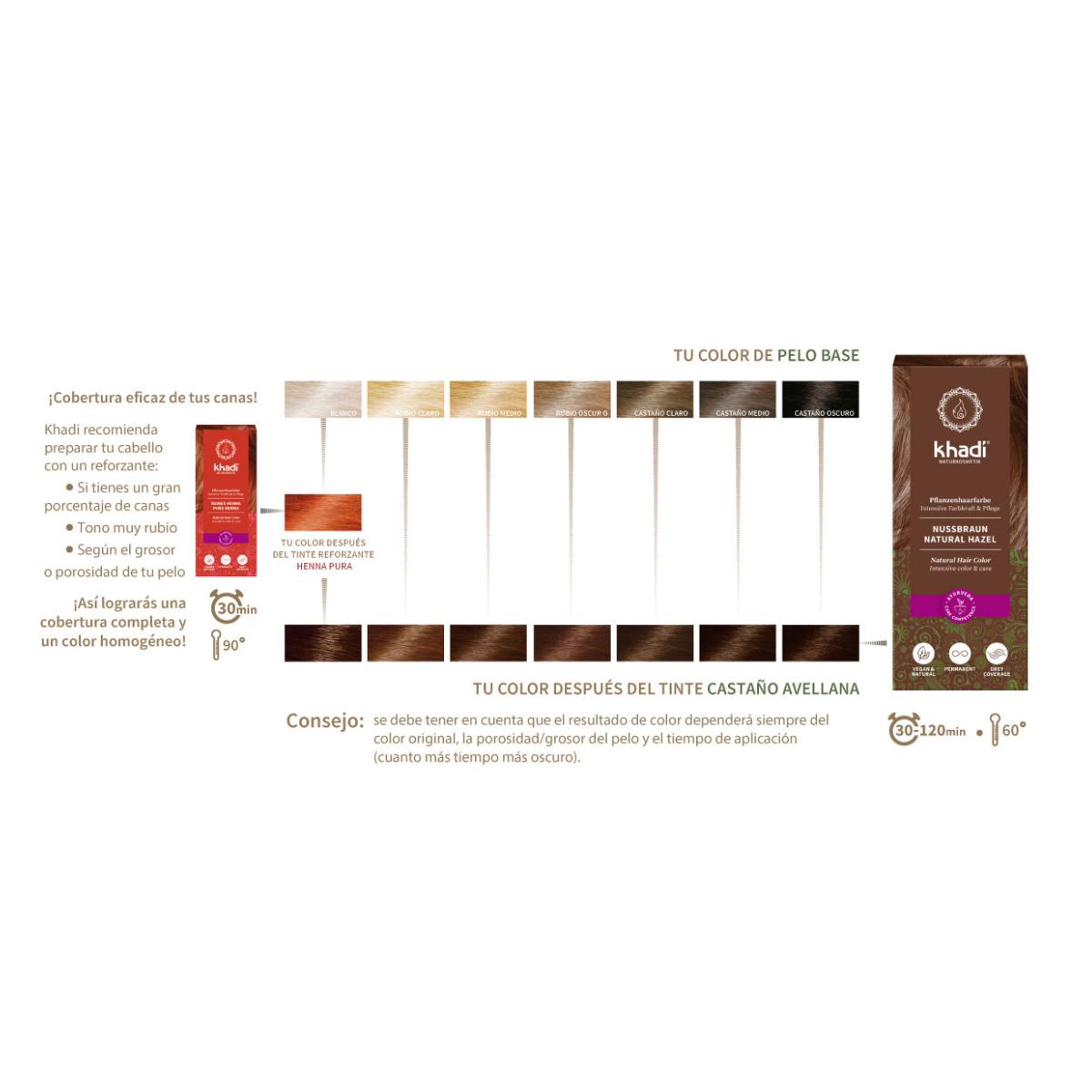 Tinte natural castaño avellana Khadi 100 g