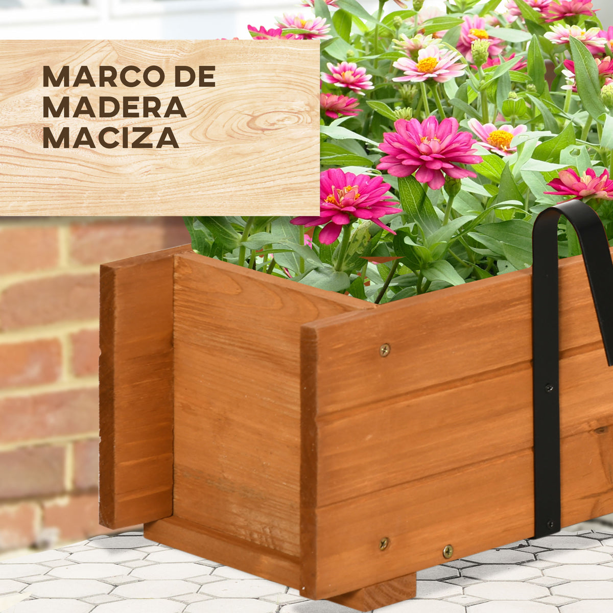 Arriate De Madera Outsunny Madera De Abeto Madera Natural 91x18x16,5 Cm_5