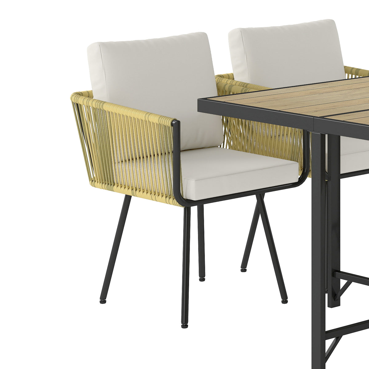 Conjunto De Jardín Outsunny Ratán Pe, Metal Beige 110x110x74 Cm_5