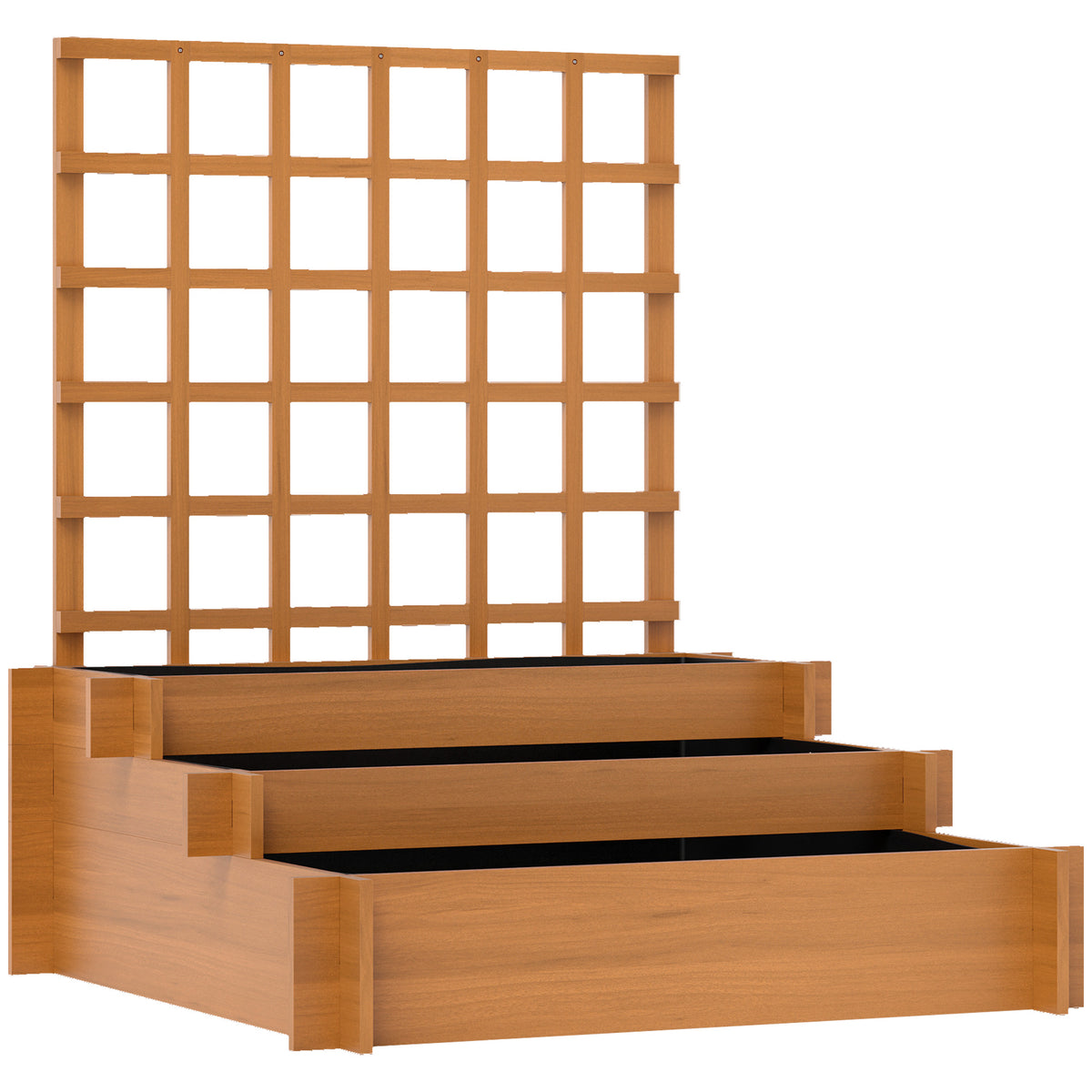 Jardinera Con Enrejado Outsunny Madera De Abeto Marrón 95x95x110 Cm_0