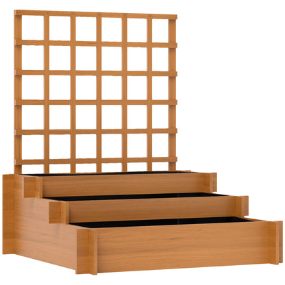 Jardinera Con Enrejado Outsunny Madera De Abeto Marrón 95x95x110 Cm_0