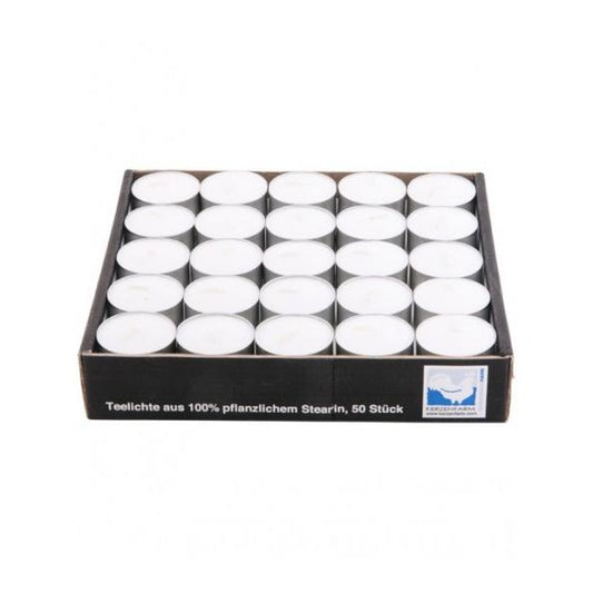 Kerzenfarm Velas de té (para difusor) Blancas 50 uds