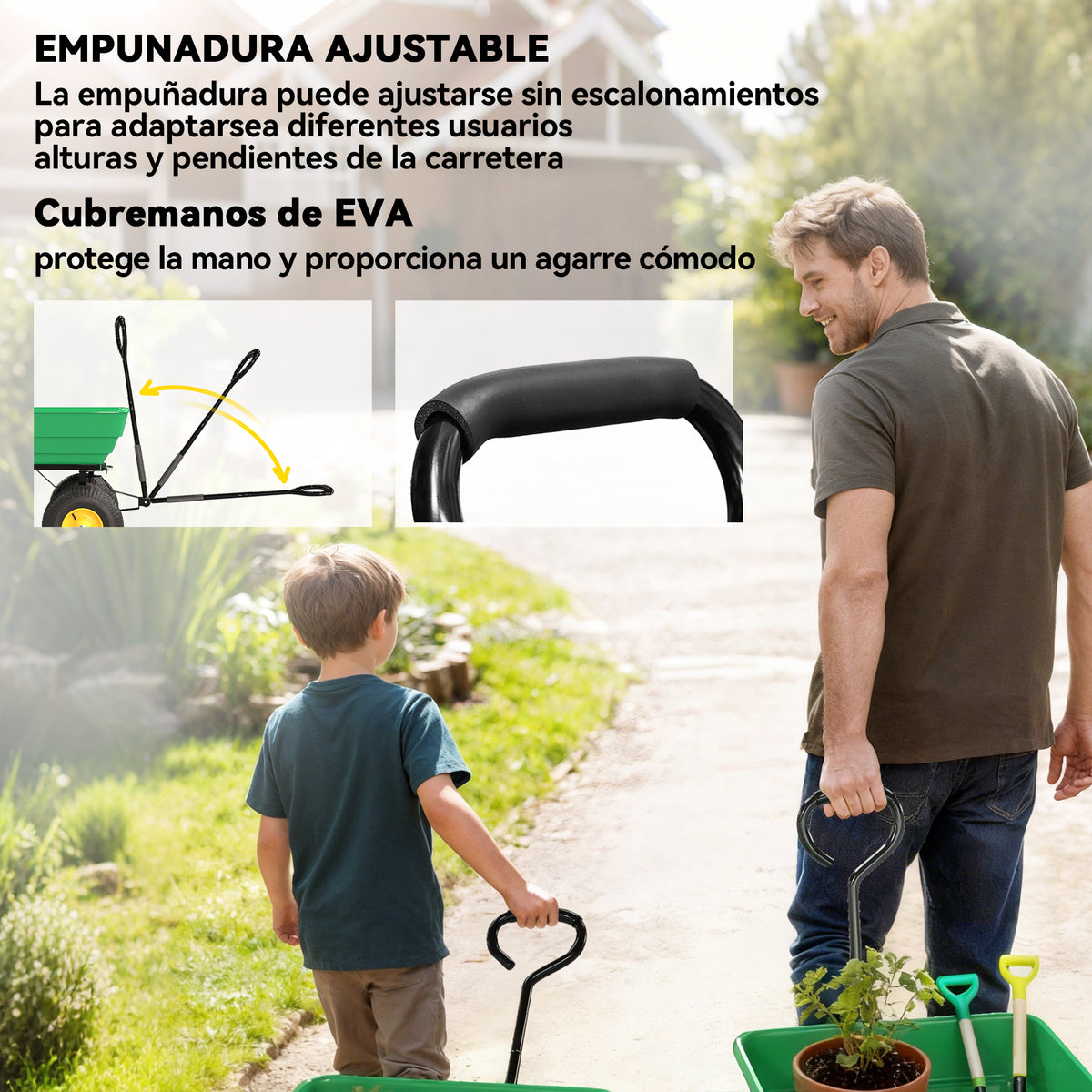 Carro De Jardín De Acero Pp 109x52x94 Cm-outsunny. Verde Oscuro_5