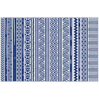 Alfombra De Exterior Outsunny Pp Azul Oscuro Y Blanco 182x274x0.3 Cm_0