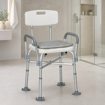 Silla De Ducha Homcom Aluminio, Hdpe Gris 53.5x52x90 Cm 713-144v00gy_1