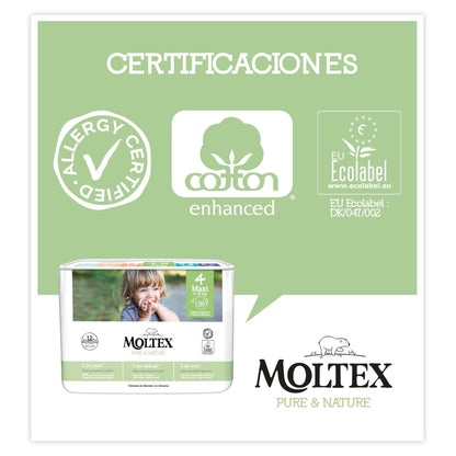 Pack ahorro Pañales T4 (9-15 kg) Moltex Pure &amp; Nature,  200 Uds