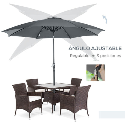 Sombrilla De Jardín Inclinable Con Manivela Outsunny Ø300x240 Cm Gris_3