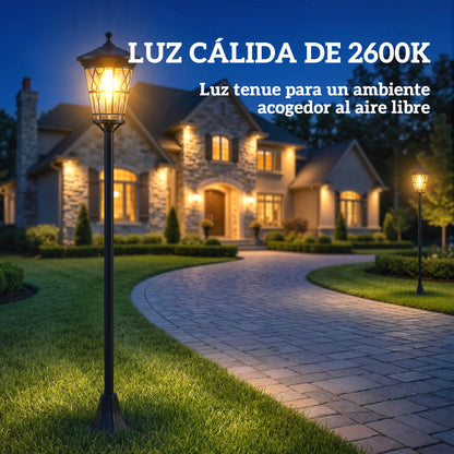 Farolas Solares Outsunny Abs, Acero Inoxidable Negro 23.5x23.5x186 Cm_5