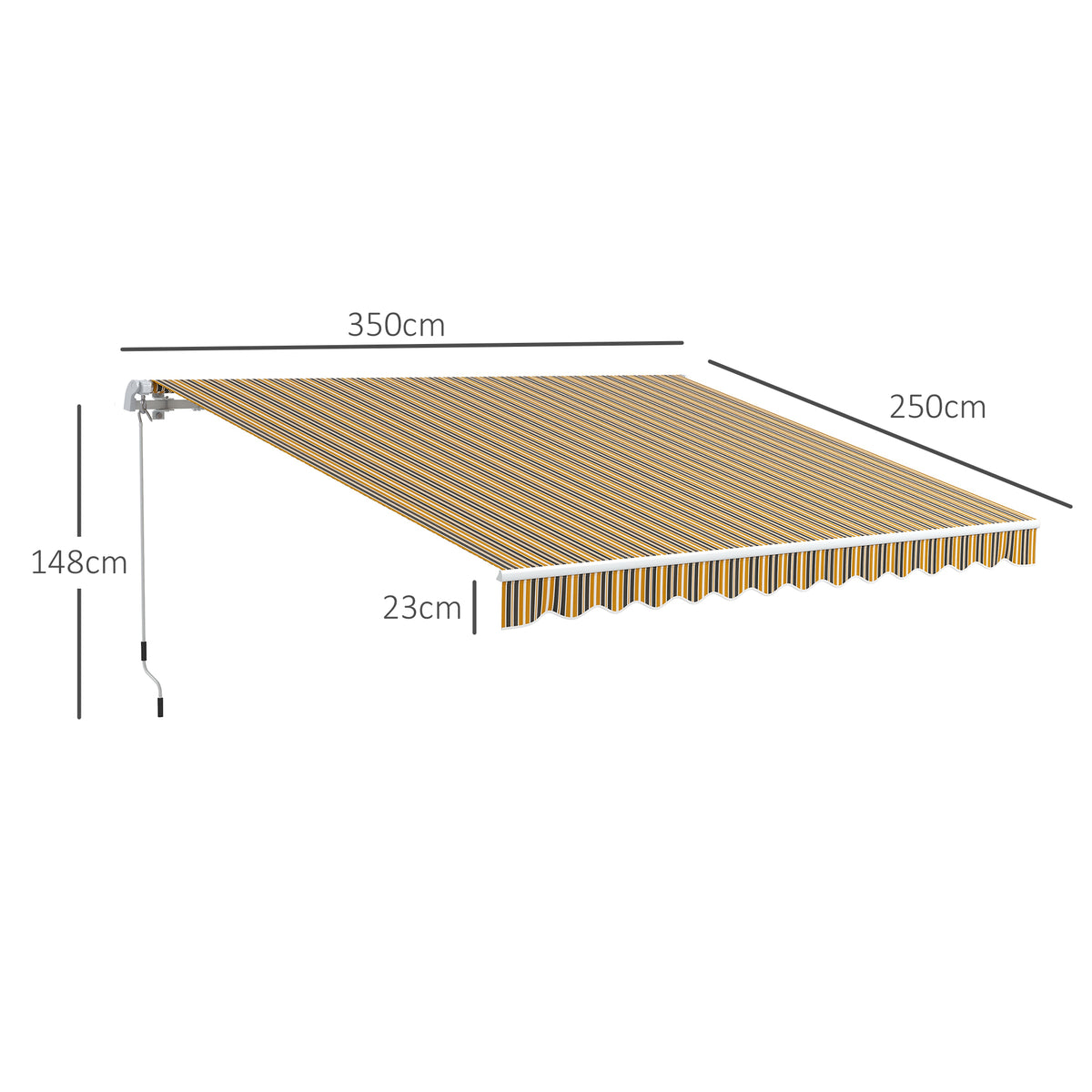 Toldo Manual Retráctil Outsunny Poliéster Gris Y Amarillo 350x250 Cm_2