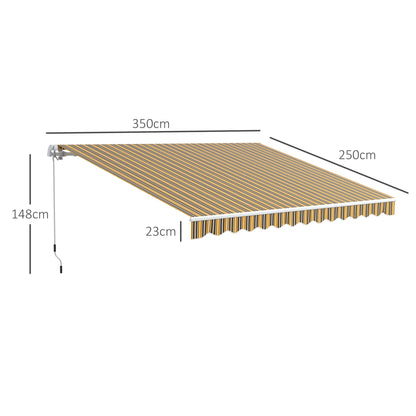 Toldo Manual Retráctil Outsunny Poliéster Gris Y Amarillo 350x250 Cm_2