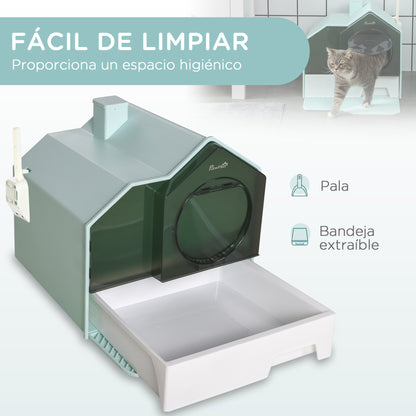 Pawhut Arenero Cubierto Para Gatos Con Bandeja Extraíble Pala Filtro 47x45x42 Cm_4