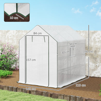 Invernadero De Jardín Outsunny Acero, Pe Blanco 140x213x190 Cm 845-931v00wt_2