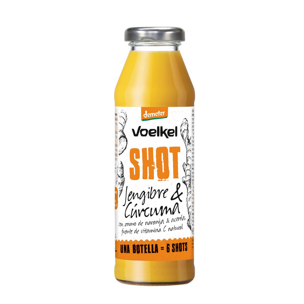 SHOT de Jengibre y cúrcuma (naranja, acerola , limón)  Voelkel 280ml