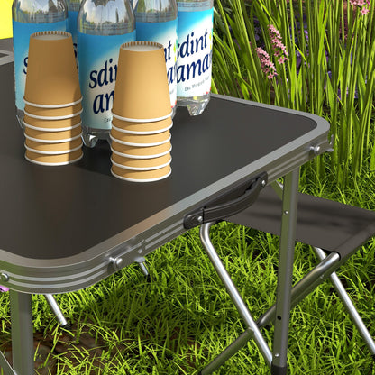 Mesa Camping Plegable Outsunny Mdf, Aleación De Aluminio Negro 120x60x77 Cm_4