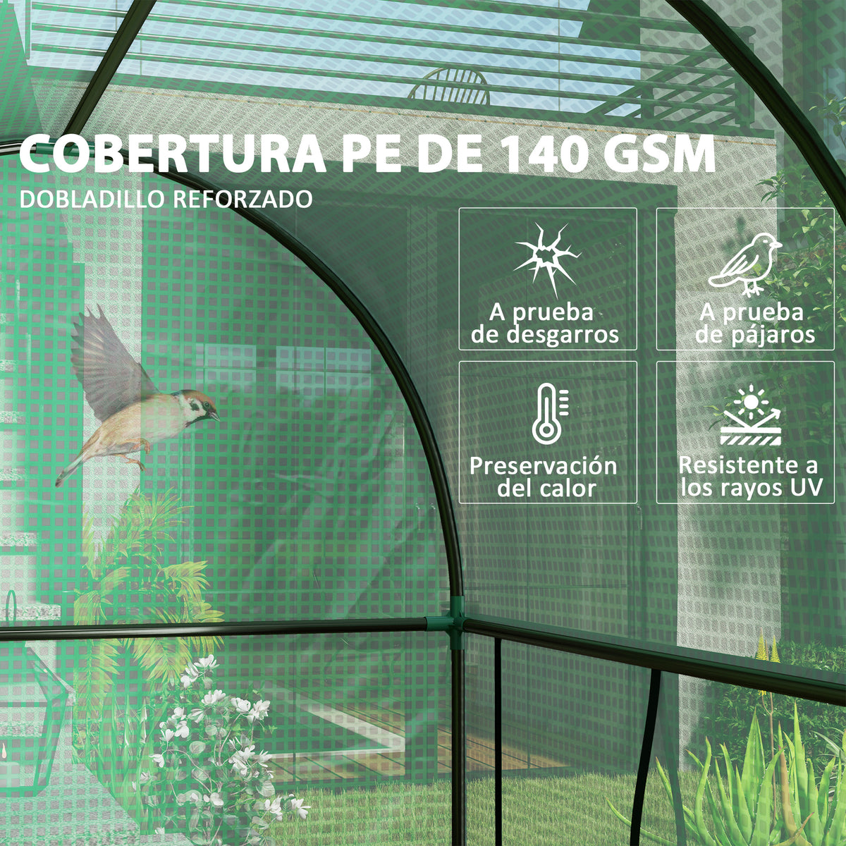 Invernadero De Jardín Outsunny Pe, Acero Verde 200x100x178 Cm 84h-064v00gn_4