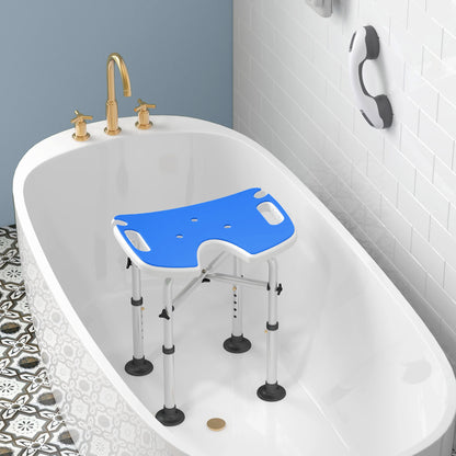 Silla Para Ducha Homcom Aluminio, Hdpe Azul 48.5x33x51.5 Cm_3