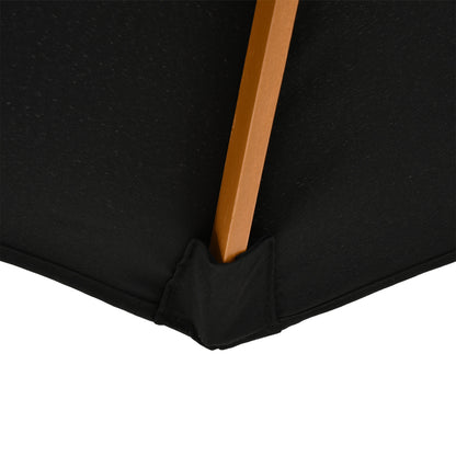 Sombrilla De Jardín Outsunny Madera De Álamo, Bambú, Poliéster Negro 300x300x250 Cm_3
