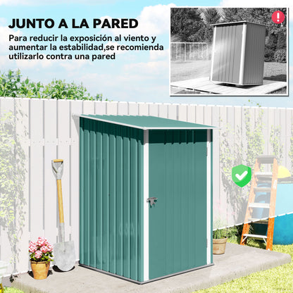 Caseta De Jardín 0,92 M² Con Cerradura Outsunny 100x103x160 Cm Verde_5