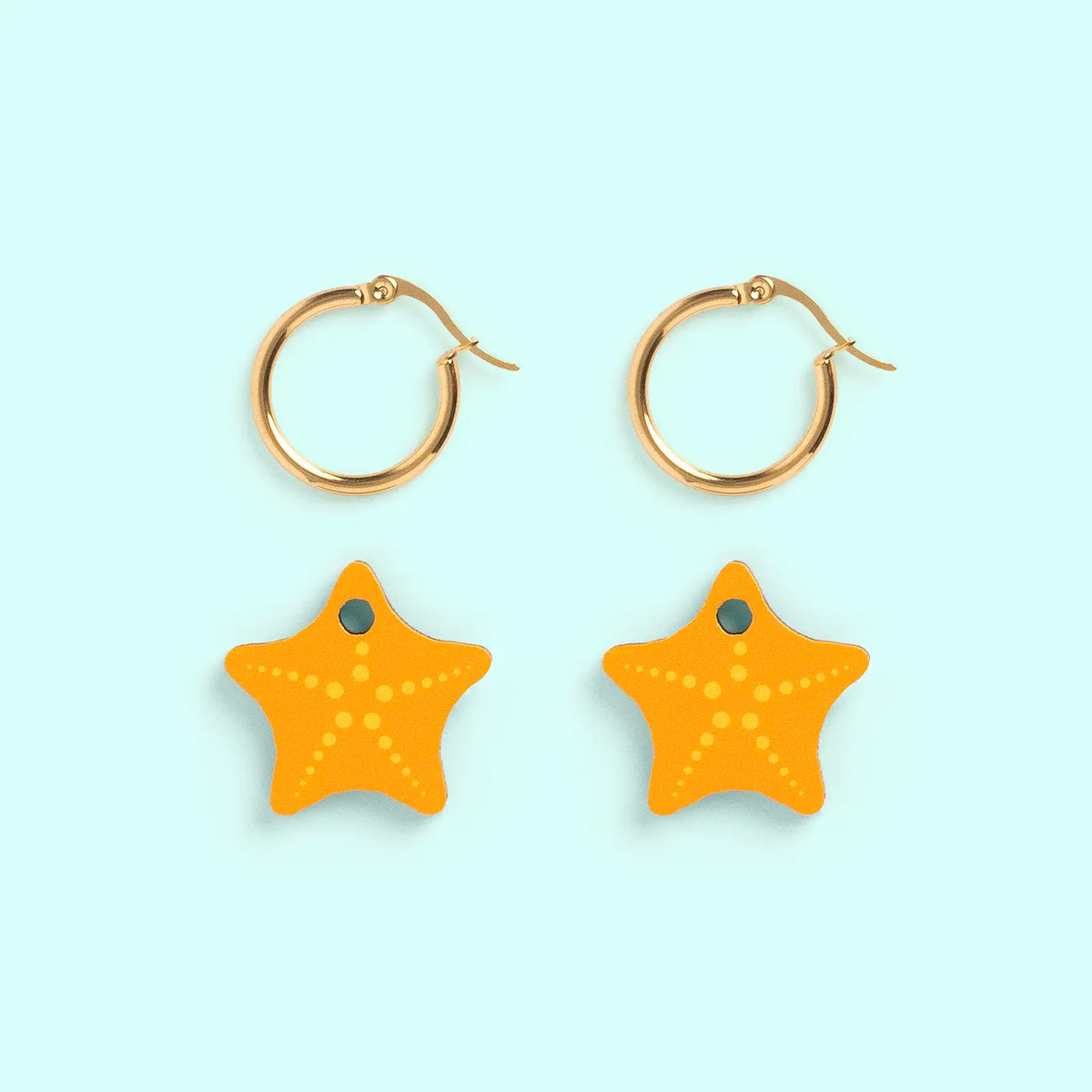 Pendientes Estrella de Mar - Aro de Acero Quirúrgico y Bañado en Oro de 18k - Nature Vibes_2