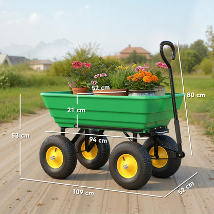 Carro De Jardín De Acero Pp 109x52x94 Cm-outsunny. Verde Oscuro_2