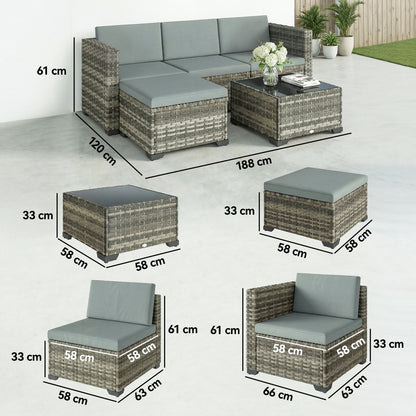 Conjunto De Jardín Outsunny Acero, Pe Gris Claro 188x120x61 Cm_2