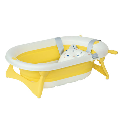 Bañera Para Bebé Plegable Homcom Pp, Tpe Amarillo 81.5x50.5x23.5 Cm_0