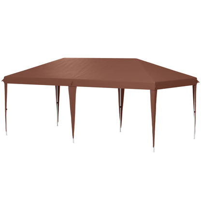 Carpa Plegable Outsunny Acero, Tela Oxford Café 585x295x270 Cm_0