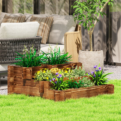 Jardinera Outsunny Madera De Abeto Carbonizado 93x93x35 Cm_1