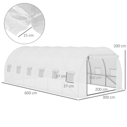Cubierta De Invernadero De Túnel 12 Ventanas Outsunny 6x3x2 M Blanco_2