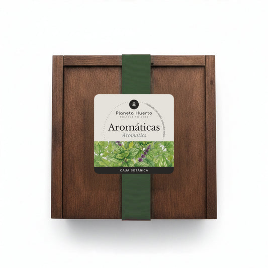 Kit de Cultivo de Aromáticas en Caja de Madera – Regalo Original Planeta Huerto
