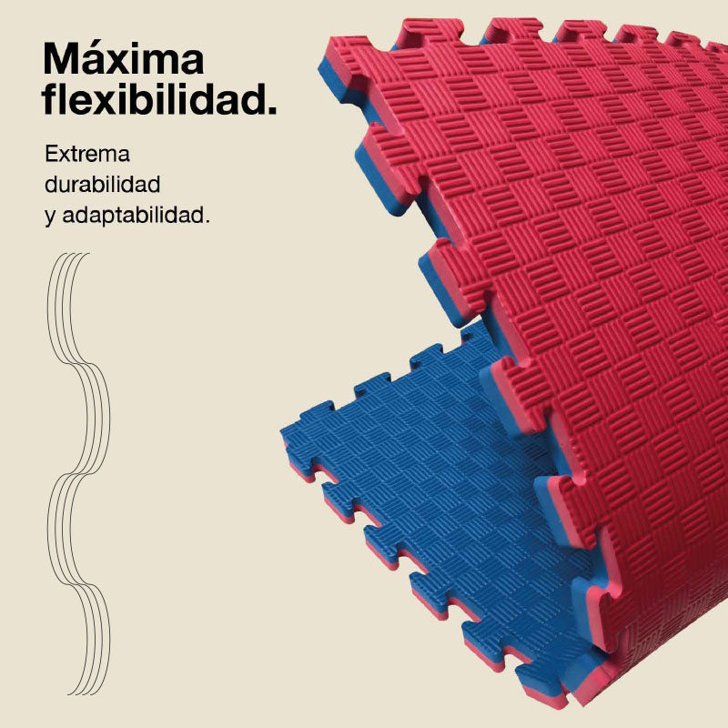 Tatami Puzzle 2,5cm 100x100cm – Superficie 5 Líneas Rojo/azul Jowy_5