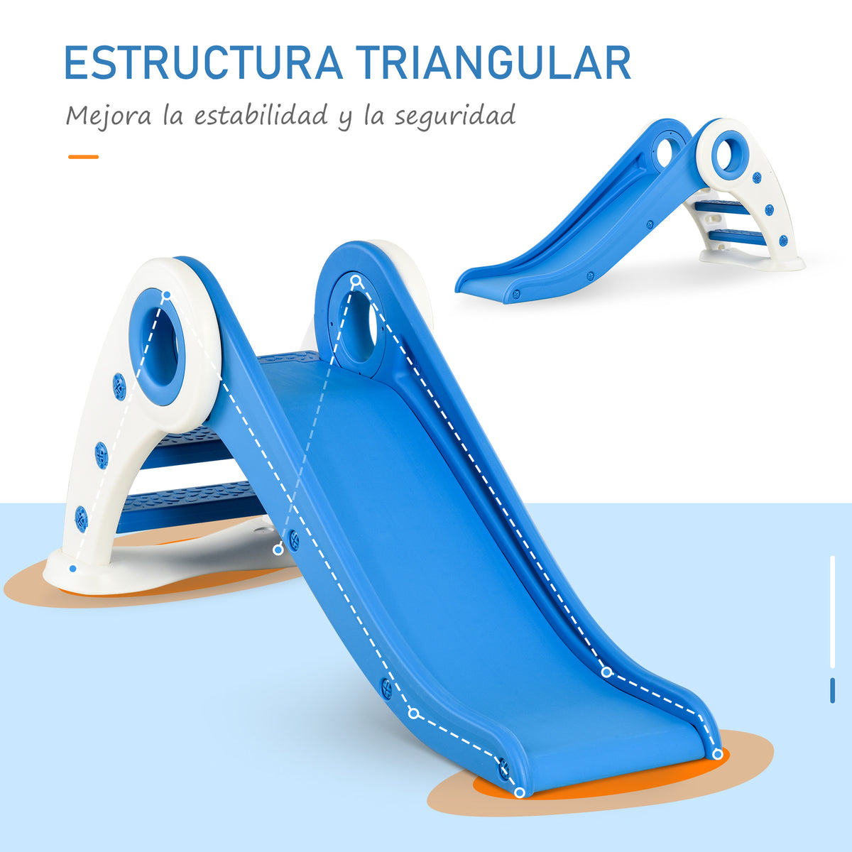 Tobogán Plegable Infantil Homcom Azul 120x50x56 Cm_5