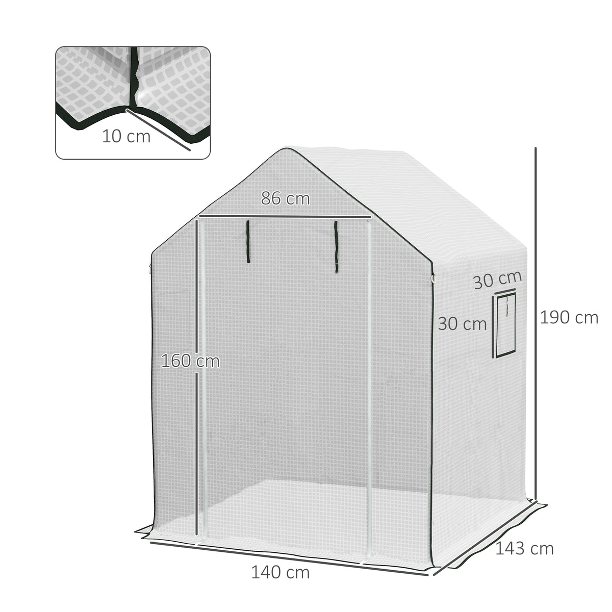Cubierta De Invernadero Outsunny Pe Blanco 140x143x190 Cm 845-945v00wt_2