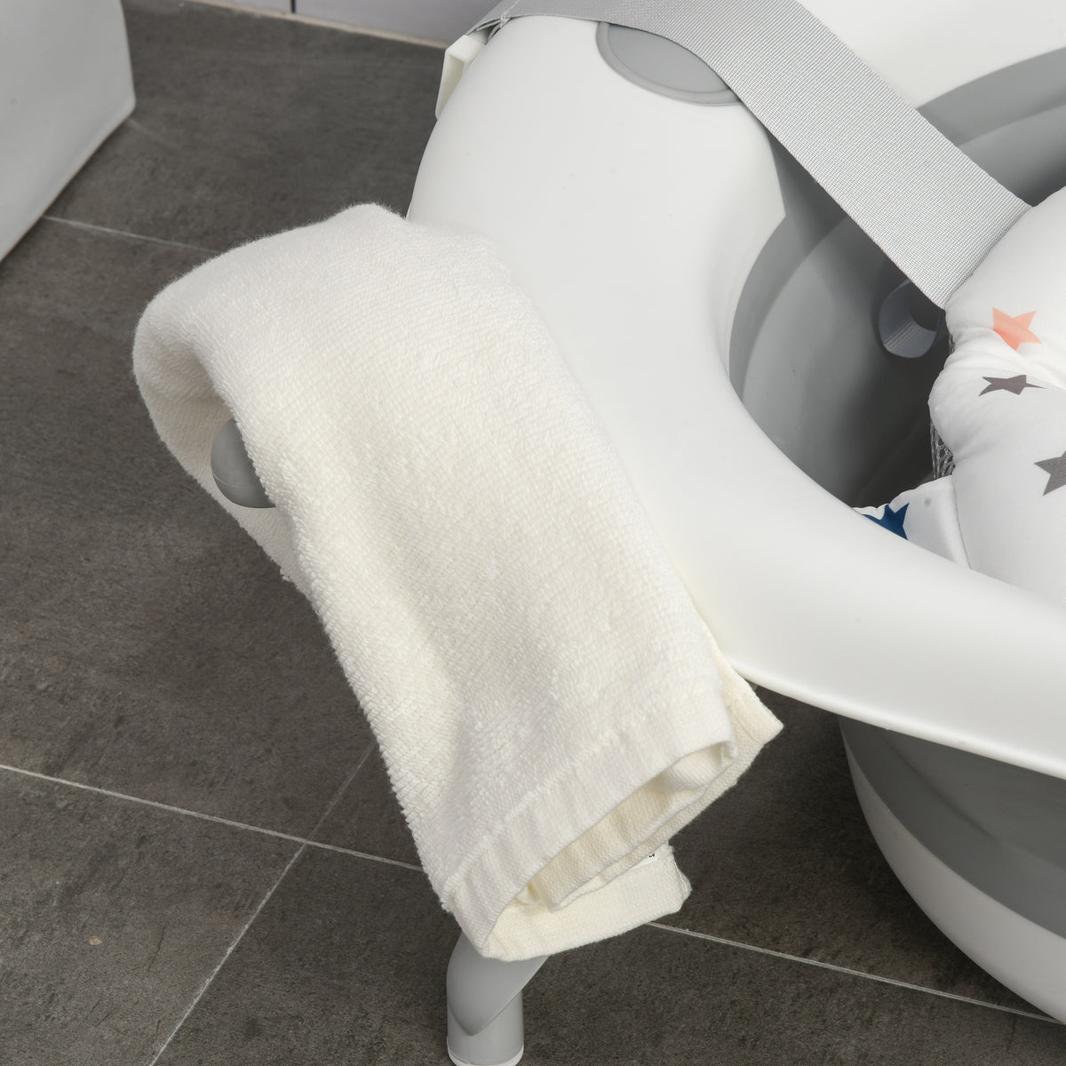 Bañera Para Bebé Plegable Homcom Pp, Tpe Gris 81.5x50.5x23.5 Cm_3