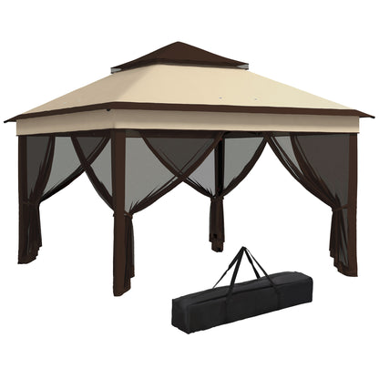 Carpa Plegable Outsunny Acero, Tela Oxford Beige 326x326x272 Cm_0