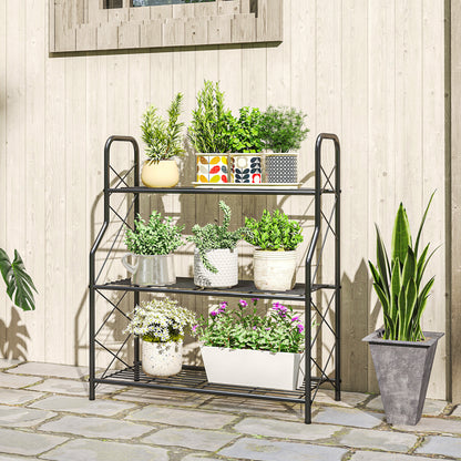 Soporte Para Plantas Outsunny Metal Negro 69x28.5x78 Cm_1