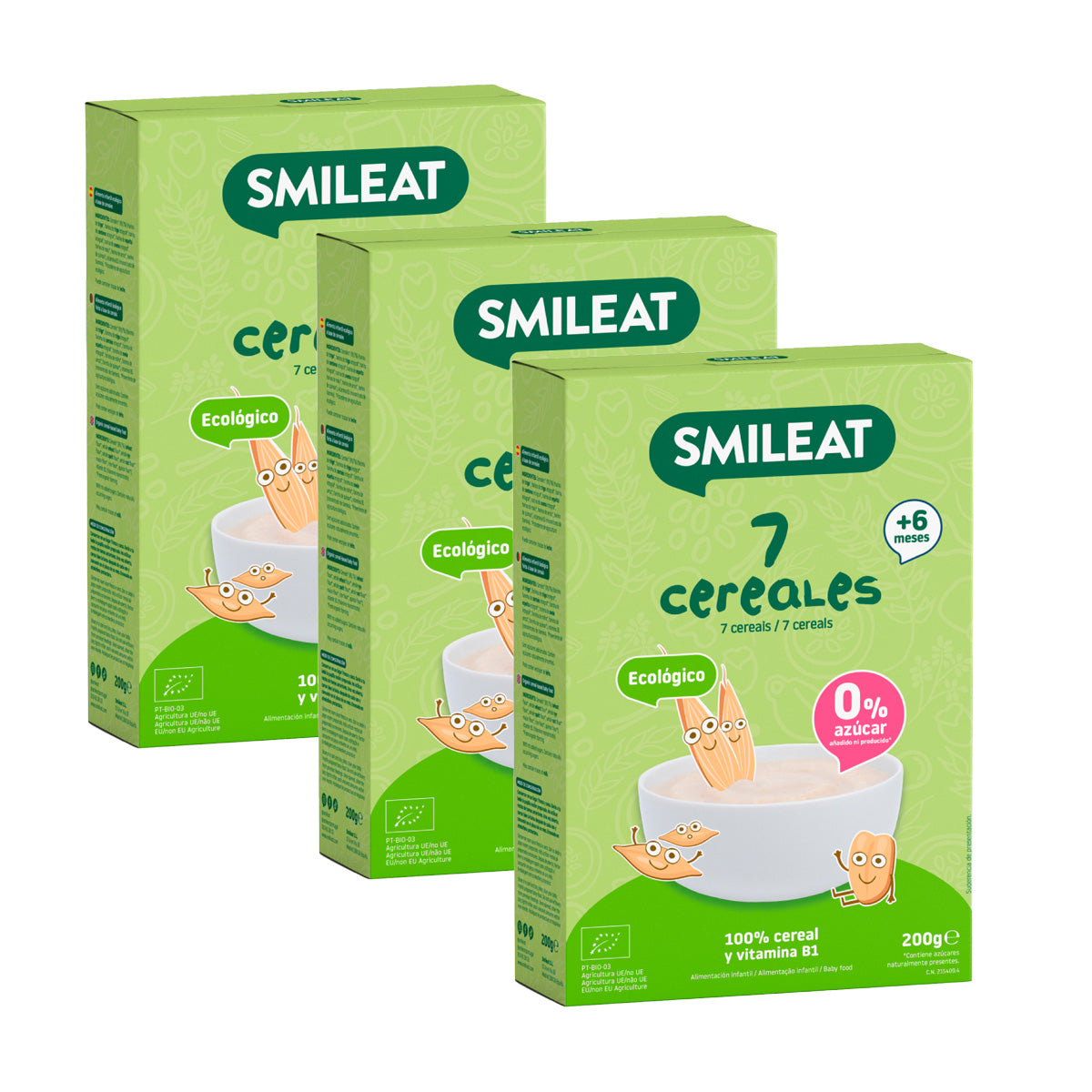 PROMO 3x Papilla de 7 Cereales Eco Smileat 200g