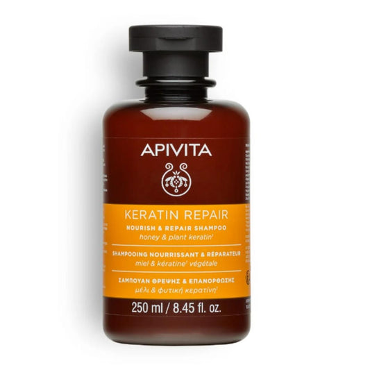 Champú Keratin Repair nutritivo y reparador Apivita 250 ml