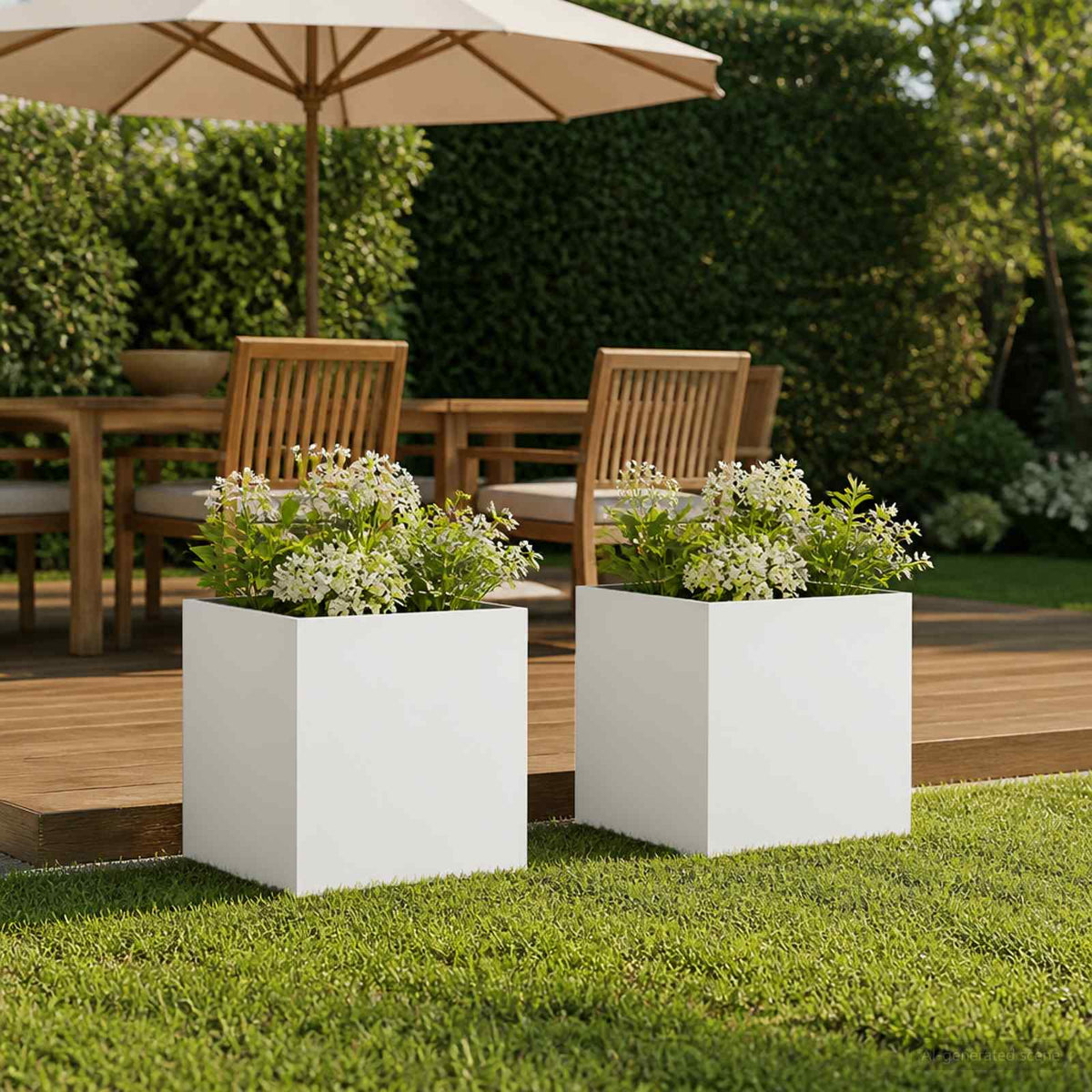 Macetero De Jardín 2 Uds. Blanco 45 X 45 X 45 Cm_1