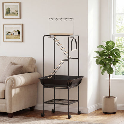 Soporte Para Pájaros Pawhut Acero Gris Oscuro 63x63x163 Cm_1