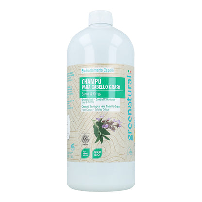 Champú Ecológico para Cabello Graso y con Caspa - Salvia y Ortiga Greenatural 1 L