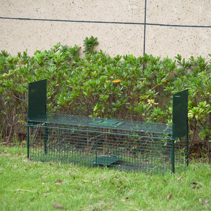 Trampa Para Animales Vivos Pawhut Verde Oscuro 100x25x28 Cm_1