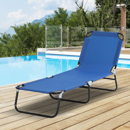 Tumbona Reclinable Plegable Para Exterior Outsunny 190x56x28 Cm Azul_1