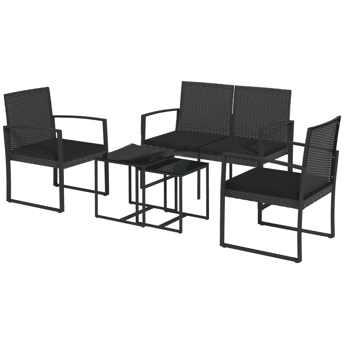 Muebles De Jardín Outsunny Acero, Pp Negro 102x58x77 Cm_0