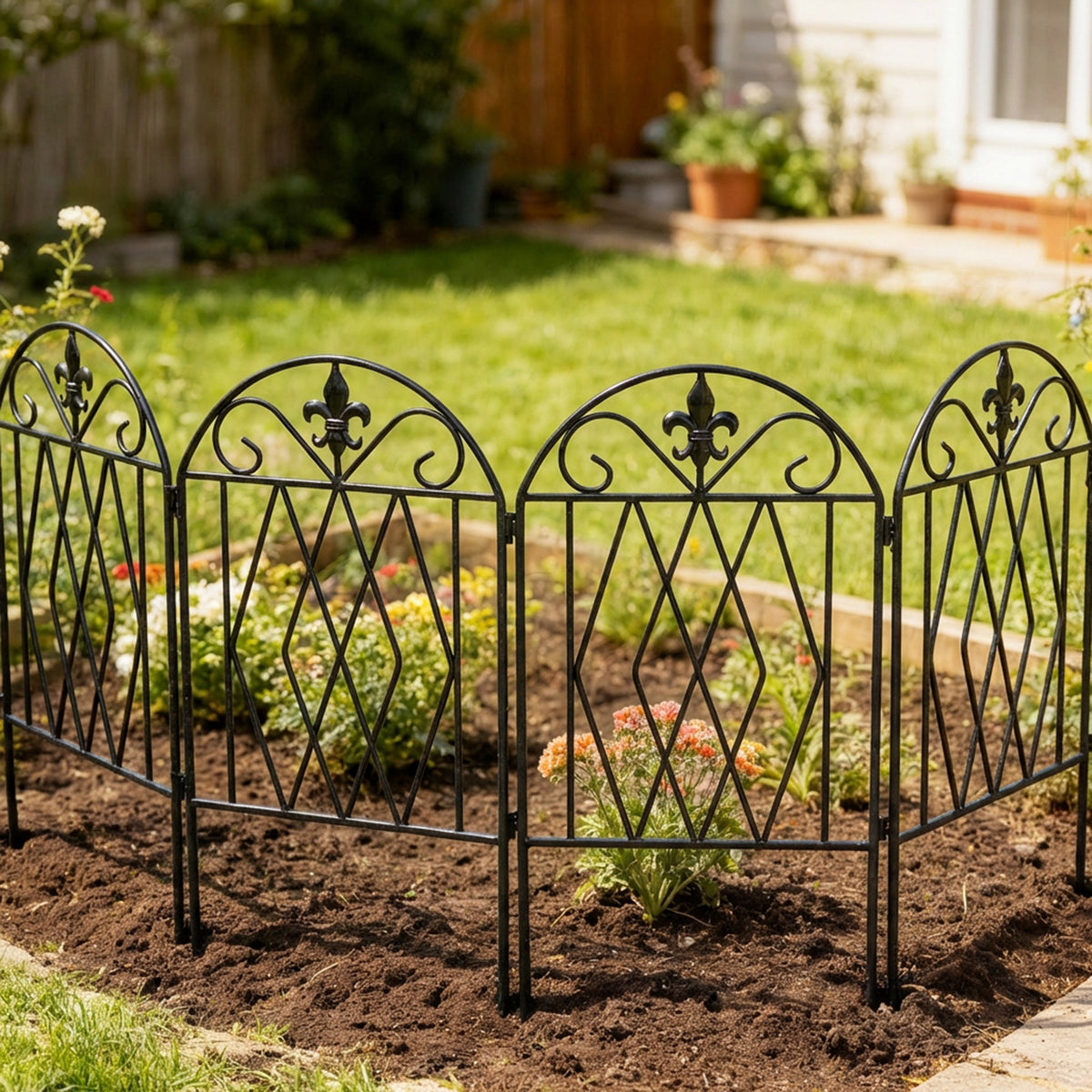 Vallas De Jardín Outsunny Metal Negro 125x56 Cm_4