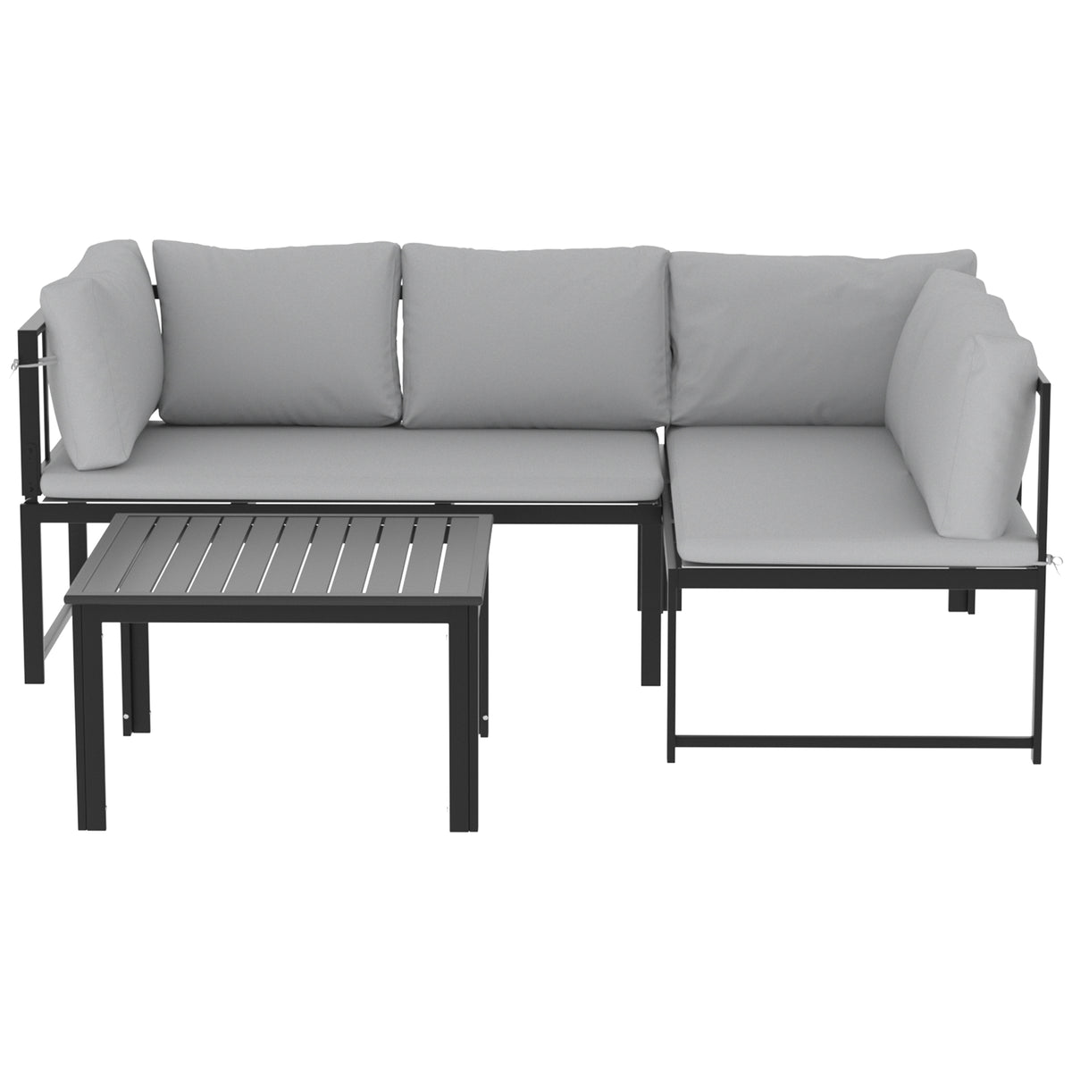 Muebles De Jardín Outsunny Metal, Poliéster Gris 177x115x64 Cm_3