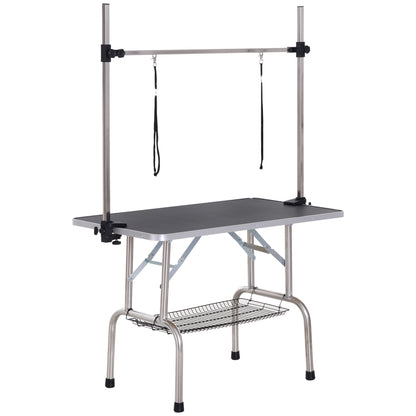 Mesa De Peluquería Pawhut Goma, Acero Negro 107x60x170 Cm_0