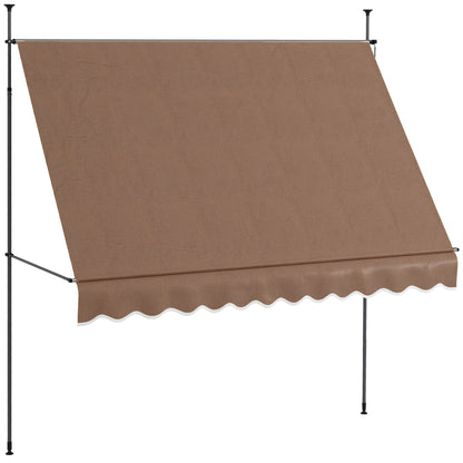 Toldo Manual Retráctil Outsunny Poliéster, Aluminio Café 300x120x300 Cm_0