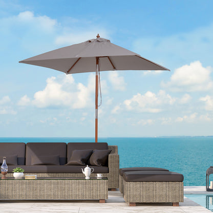 Sombrilla De Jardín Inclinable De Madera Outsunny 200x150x230 Cm Gris_1