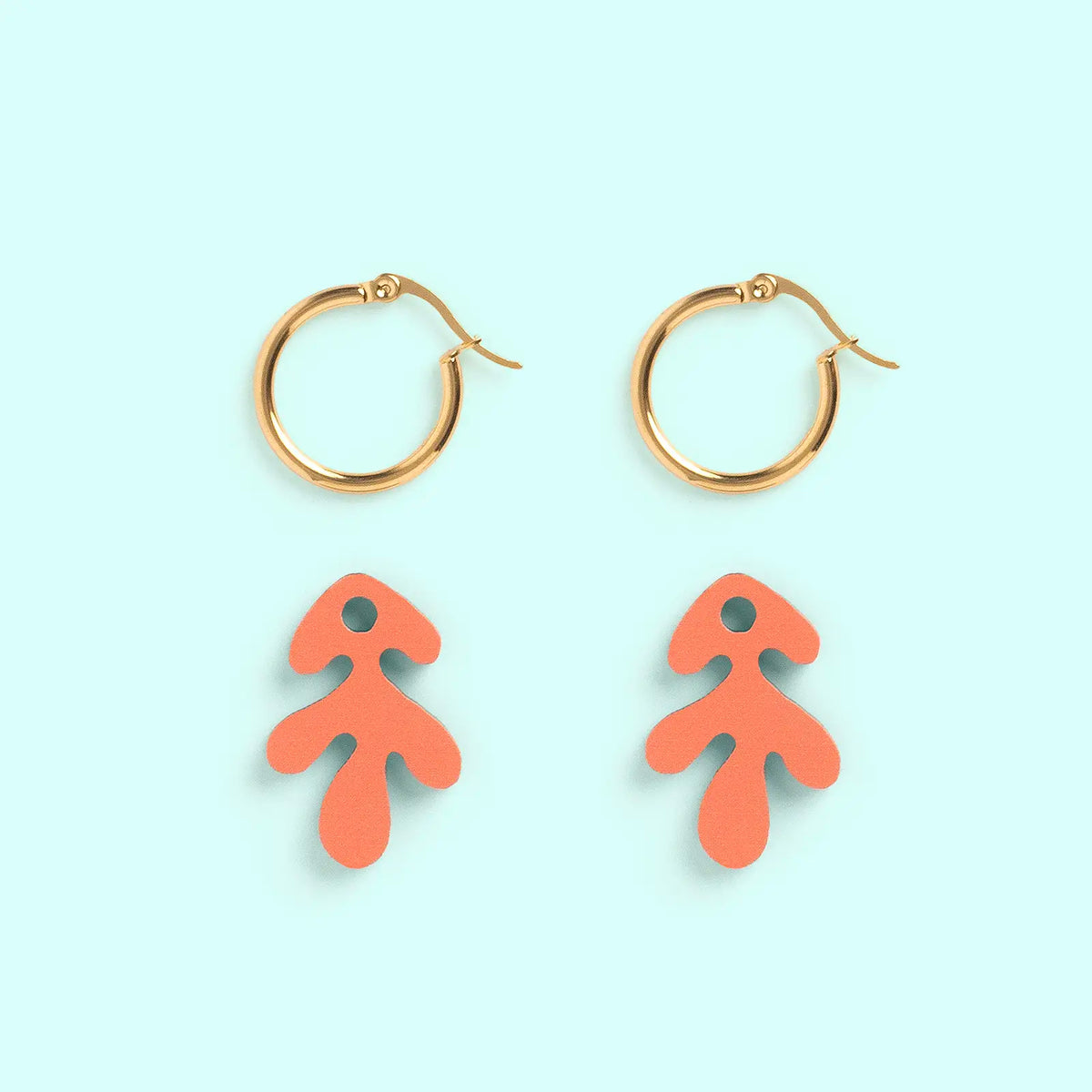 Pendientes Coral - Aro de Acero Quirúrgico y Bañado en Oro de 18k - Nature Vibes_2